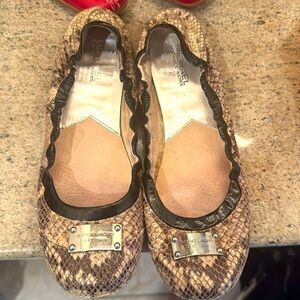 MK snakeskin flats